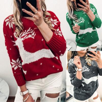 China Wholesale Breathable Custom Knitted Funny Christmas Sweater 2021 Jacquard Christmas Sweater Deer Christmas Sweater for sale