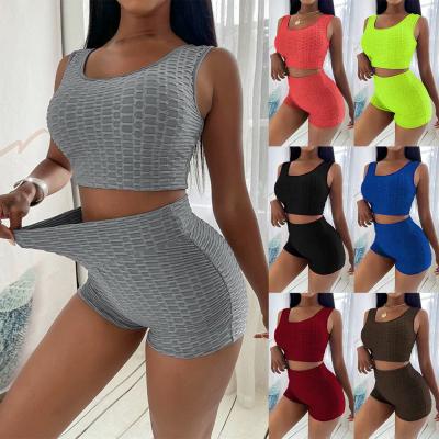 China QUICK DRY Custom Short Pants Sets For Women Summer Crop Top Biker Shorts 2 Piece Women Short Set Clothing for sale