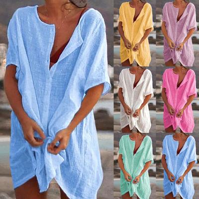 China Viable 2021 Women's cotton swimwear beach cover up beach dress for swim beach dress cover up beach wear for sale