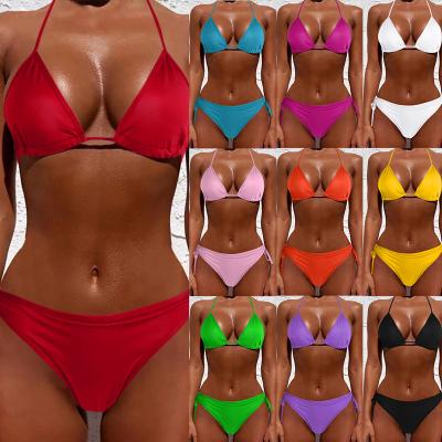 China Hot Selling 2021 Custom Logo Three-point Lace-swimming Suit Breathable Women's Bikini Swimwear V-Neck Holly-Neck Swimsuit for sale