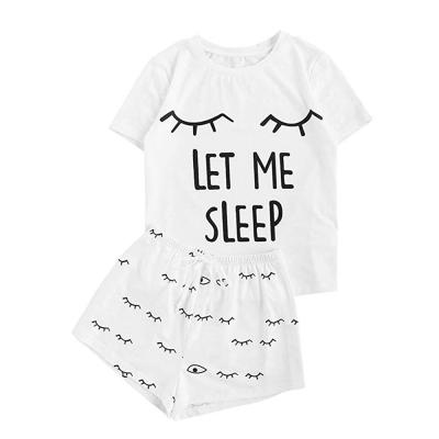 China Breathable Nightgowns Women Pajamas Set Casual Shorts Short Sleeve Print Cotton T-shirt Sleepwear Set Pajamas Set for sale