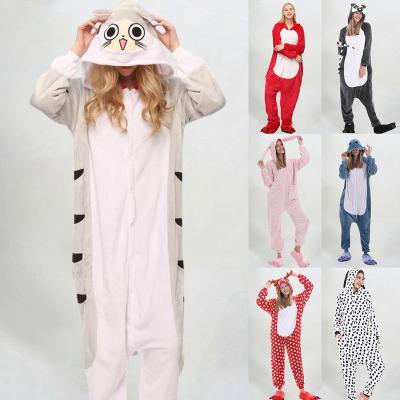 China QUICK DRY Women Cute 1 Piece Flannel Pajamas Hooded Pajamas Long Sleeve Jumpsuit Button Jumpsuit Cosplay Costume 2021 New for sale