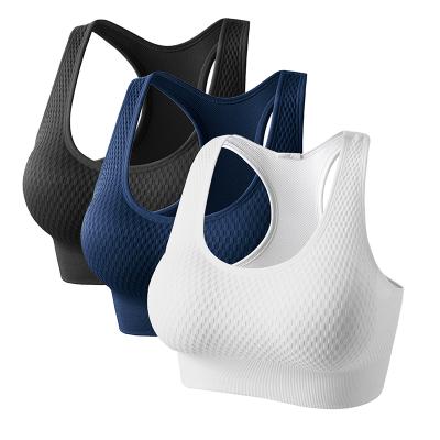 China Breathable Women Gathered Shockproof Sports Bra Yoga Women's Bra Quick-Drying Honeycomb Seamless Sports Bras for sale