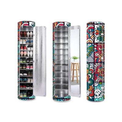 China Adjustable Modern Concise Style Door Decoration PVC (Other) Material Cylindrical Shoe Cabinet for sale