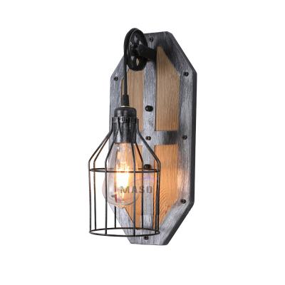 China Vintage Industrial Wood Wall Mounted Light Lamp Retro Loft Bar Lamps for sale