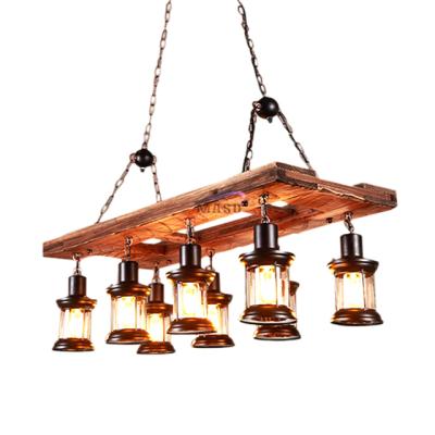 China Industrial Antique High Ceiling Wood Frame Electricity Chandelier for sale