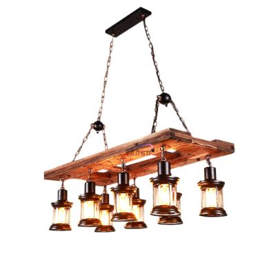 China Modern Simple Outdoor Light Fixture Rectangle Wood Chandelier Lightings for sale