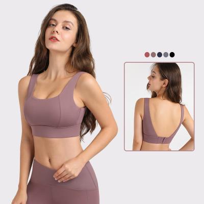 China High Quality Women Breathable Vintage Tops Solid Color Gym Fitness Sports Yoga Bra Square Collar Best Tank Tops For Ladies for sale