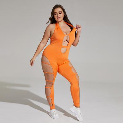 China Breathable yellow sexy large cavity solid color sports fitness elastic jumpsuit set back beautiful yoga suit women yoga set for sale