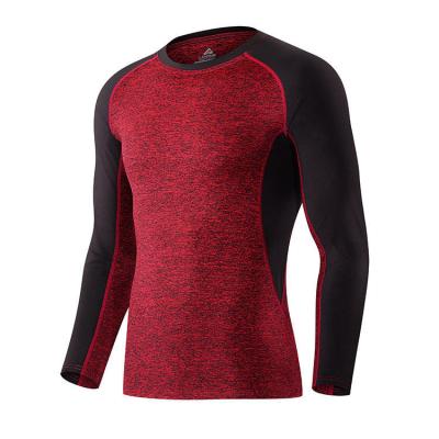 China Breathable Running Sports Men's Long Sleeve Basketball Splicing Top Yoga Sports High Elastic Dry Tight Sleeve Long Gear Tights Men's Tops for sale