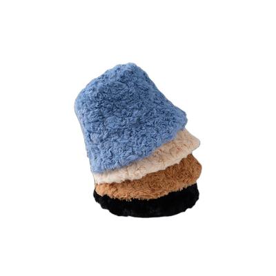 China Whole Image Autumn Winter Colorful Fisherman Hat Female Fashion Thickening Thermal Plush Basin Bucket Hat for sale