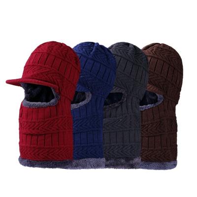 China COMMON New Winter Warm Wool Knitted Thick Warm Striped Hat Wool Knit Balaclava Beanies Ski Mask Custom Made for sale