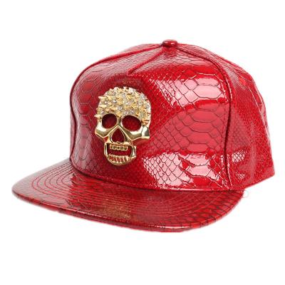 China Wholesale Unisex Waterproof Crocodile Leather Hat Metal Adjustable Skulls Hiphop Fashion Hats PU Snakeskin Baseball Cap Wholesale for sale