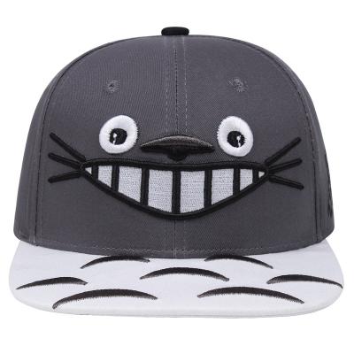 China Wholesale 6 Panel COMMON Custom 3D Embroidered Cartoon Character Totoro Covers Black and White Snapback Hat gorras for sale