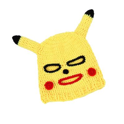 China New Winter COMMON Pikachu Warm Woolen Knitted Hat Knitted Ski Mask 3 Hole Ski Mask Custom Ski Peaks Customized Funny Balaclava Hat for sale