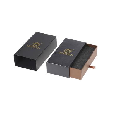 China Handmade Custom Gold Foiled Logo Paper Cardboard Drawer Packaging Gift Box for sale