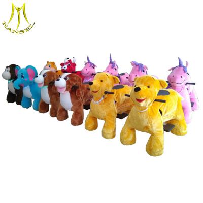 China Hansel shopping mall animal large plush ride toy on wheels plush animal electric scooter for sale