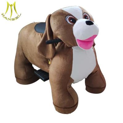 China Hansel children plush toys stuffed animals on wheels shopping mall moving animal dog scooter for sale