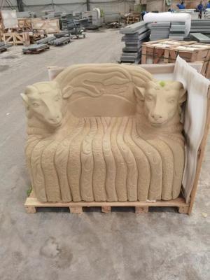 China Hand schnitzte Marmorgarten-Statuen-einzigartige beige Sandstein-Garten-Skulptur zu verkaufen