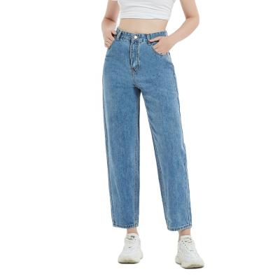 China 2021 new fashion hit women high waist casual denim jeans QUICK DRY straight pants with factory price for sale