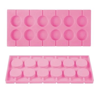 China Homemade Stocked Round 8-12-Cavity Silicone Lollipop Candy Mold Kids Cake Chocolate Cookies Mold Baking Pastry Decorating Tools for sale