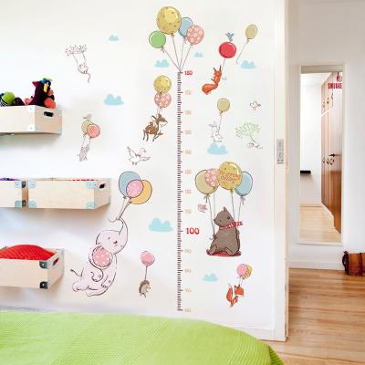 China Kindergarten Classroom ZOO Bedroom Decorative Cartoon Balloon Sticker Height Chart Animal Children Stickers UP Wall Decor Poster Sticker for sale