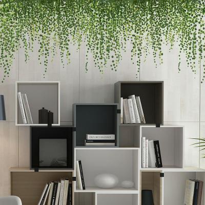 China Decorative Sticker Green Leaves Wall Stickers For Home Living Room Vinyl Wall Decal DIY Tropical Plants Kid Door Murals Decorative Wallpaper for sale