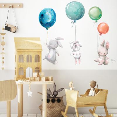 China Zsz1046c Bunny Balloon Flat Waterproof Wall Sticker Decorative Cartoon Color Cool Wall Sticker Bunny Balloon Flat Waterproof Wall Sticker Living Room Bedroom Bathroom Decor for sale