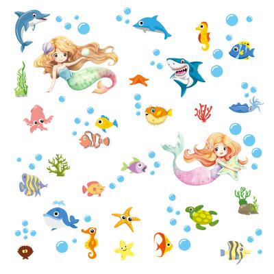 China Decorative Sticker Luminous Underwater World Wall Stickers for Kids Room Bedroom Decoration Mermaid Shark Fluorescent Decals Glow in the Dark Sticker for sale