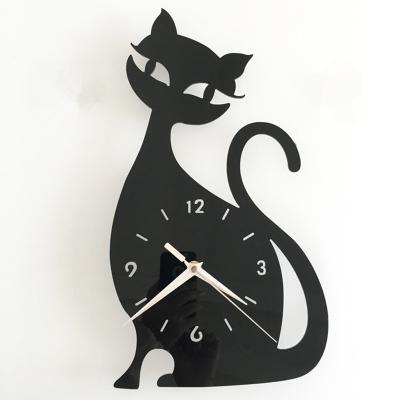 China Decorative 3D Sticker Art Wall Clock Cartoon Cat Removable Wall Stickers for Living Room Home Decor for sale