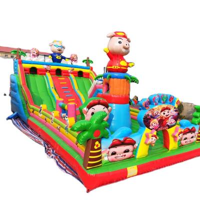 China 0.55mm PVC Tarpaulin Plato Castle Micky Mouse Inflatable Water For High Quality Adults Slide for sale