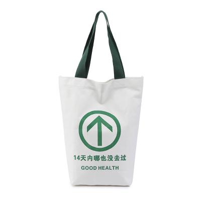 China Soft-loop logo canvas handheld bag with color printing flower single shoulder cotton canvas for sale