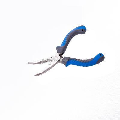 China Rustproof Stainless Steel 6inch Bent Nose Fishing Pliers With Rubber Grip for sale