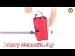 Travel Toiletry Luxury Cosmetic Bag 2L Hanging Zipper Closure Red