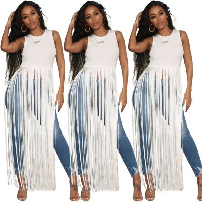 China 2020 Hot Selling Women's Street Style Sleeveless Cloth Viable In Solid Color With Tassels for sale