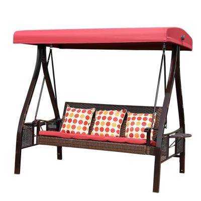 China Hot Sale 2 Seat Comfortable Outdoor Patio Rattan Swing Chair Casual Swing With Canopy for sale