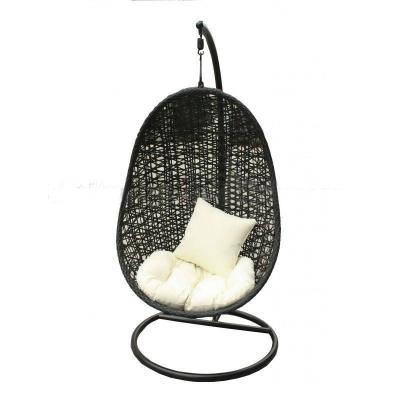 China Modern Outdoor Garden Hammock Free Standing Round Rattan Basket Hanging Swing Chair for sale