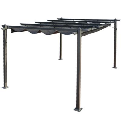 China Manufacturer Waterproof Pergola Outdoor Easily Assembled Aluminum Gazebo With Retractable Sliding Sunshade Canopy Roof for sale