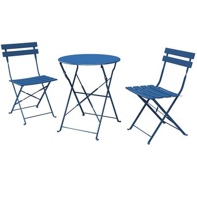 China Bistros Outdoor Dining Time Outdoor Furniture Garden Patio Set 3 Pieces Portable Folding Table And Chairs for sale