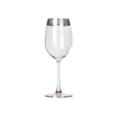 China White Clear Glass Wine Red Wine Glass Tumbler High Quality Custom Hotel Logo Lead Free Long Stem With Silver Rim for sale