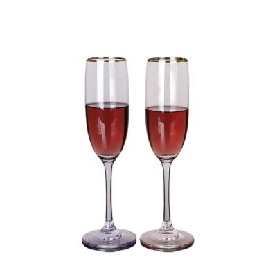 China Modern Manufacturers Customized Colored Wine Glasses With Gold Rim Champagne Glass Sets for sale