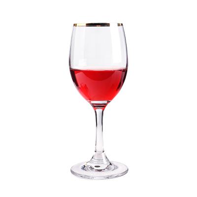 China Wholesale High Quality Wine Drinking Customize 250ml Wine Glasses With Gold Rim Silver Rim Glass Goblet for sale