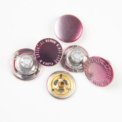 China China Custom Classic Purple Metal Debossed Logo Button Nickel Free For Clothing Coat Bags for sale