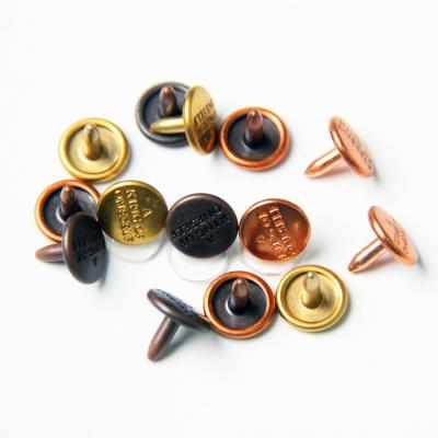 China Nickel Free OEM Wholesale Custom Logo Brass Metal Copper Studs Button Cap Nail For Denim for sale