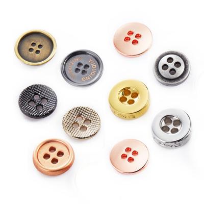 China Viable Wholesale Custom Alloy Metal Hole Sewing Small Shirt Buttons For Craft For Man Snap On Buttons for sale