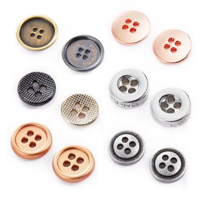 China Sustainable Eco Friendly Wholesale Custom 2/4 Holes Sewing Metal Gold Shirt Buttons for sale