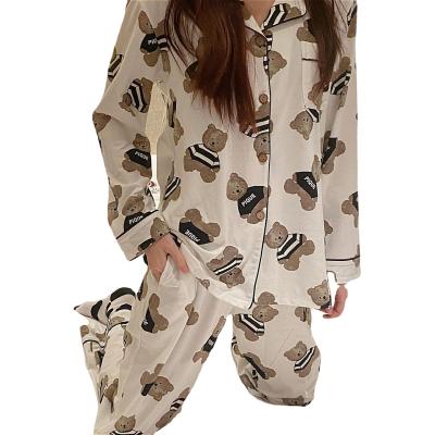 China Factory Price QUICK DRY Silk Satin Women's Sleepwear Long Sleeve Sets Pajamas Home Wear for sale