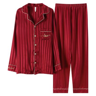 China QUICK DRY Couple's and Lover's Pajamas Set Ice Silk Designers Long Sleeve Mens and Womens Sleepwear for sale