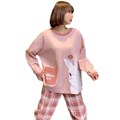 China INS Milk Cotton QUICK DRY Hot Selling Long Sleeve Women's Sleepwear Round Neck Home Clothes Long Sleeve for sale