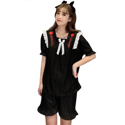 China New Design Summer Shorts QUICK DRY Women's Sleepwear Candy Embroidered Lovely Pajamas Sets for sale